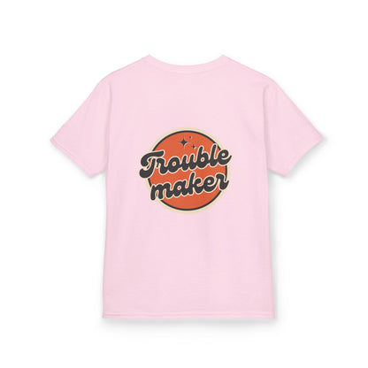 Kids Tee — Retro "Troublemaker" Graphic Shirt