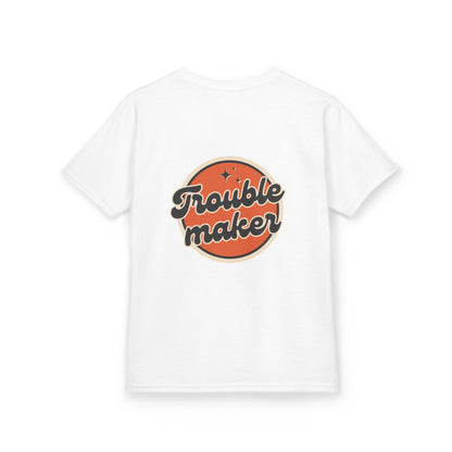 Kids Tee — Retro "Troublemaker" Graphic Shirt
